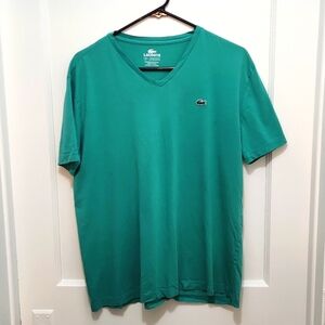 Lacoste men’s green v-neck t-shirt Size 6 (XL)